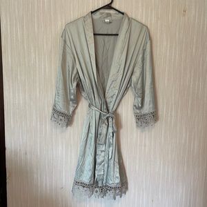 Sage green silk robe